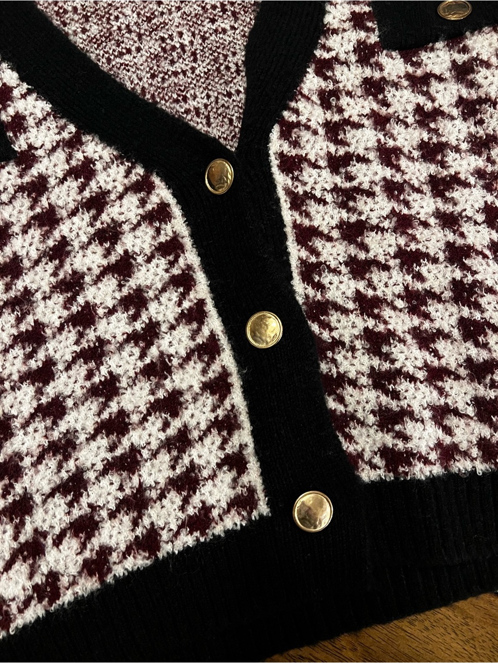 Anthropologie Maeve Houndstooth Cardigan Sweater Small - Picture 8 of 13